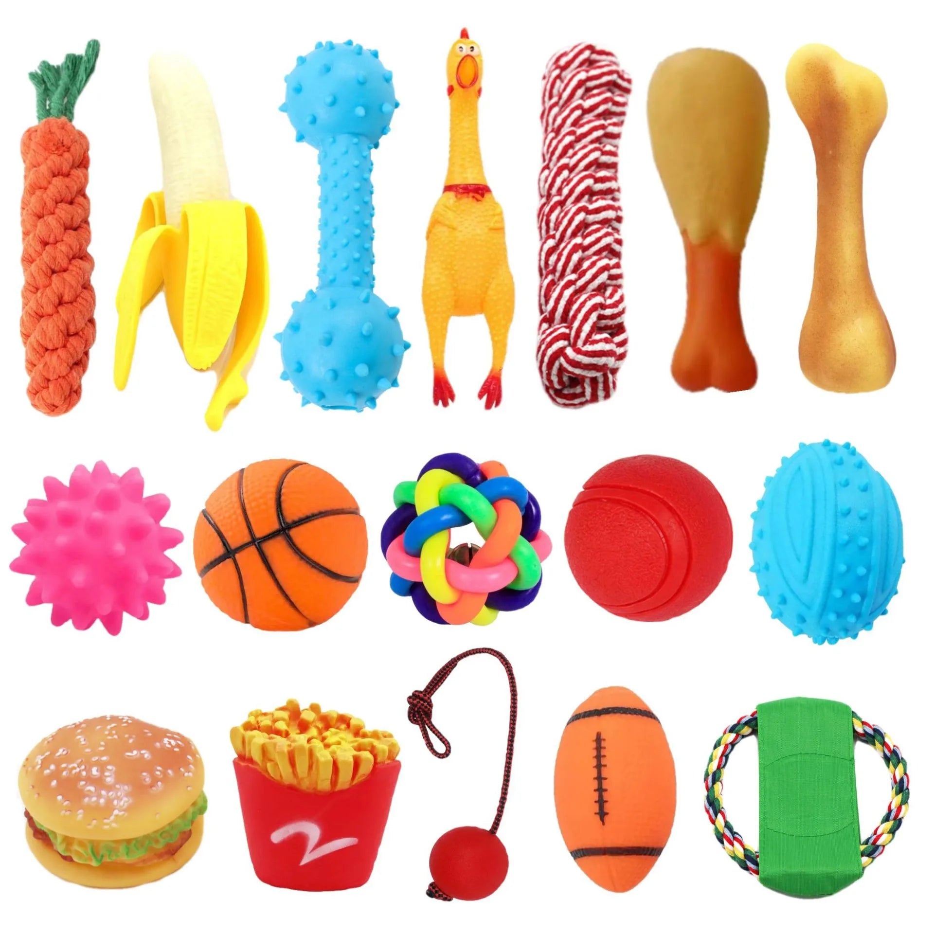 Hot Selling Durable Dog Rubber Chew Toy Custom Logo Pet Cotton Rope Toy Cheap Pet Plush Toy Set