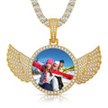 Sublimation Blank Picture Charm 925 Sterling Silver Paved Moissanite Personality Iced Out Angel Wings Photo Pendant