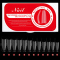 Ultra Thin Matte Inside Artificial Coffin Stiletto French Half Cover Style False Nail Tips 500pcs in Box