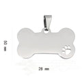 50*28 mm Big Size Tags Stainless Steel Hollow Dog Paw Bone Shape Pet Hanging Tag