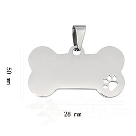 50*28 mm Big Size Tags Stainless Steel Hollow Dog Paw Bone Shape Pet Hanging Tag