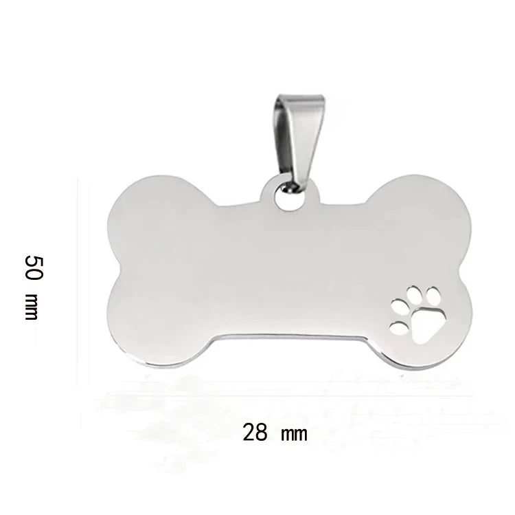 50*28 mm Big Size Tags Stainless Steel Hollow Dog Paw Bone Shape Pet Hanging Tag