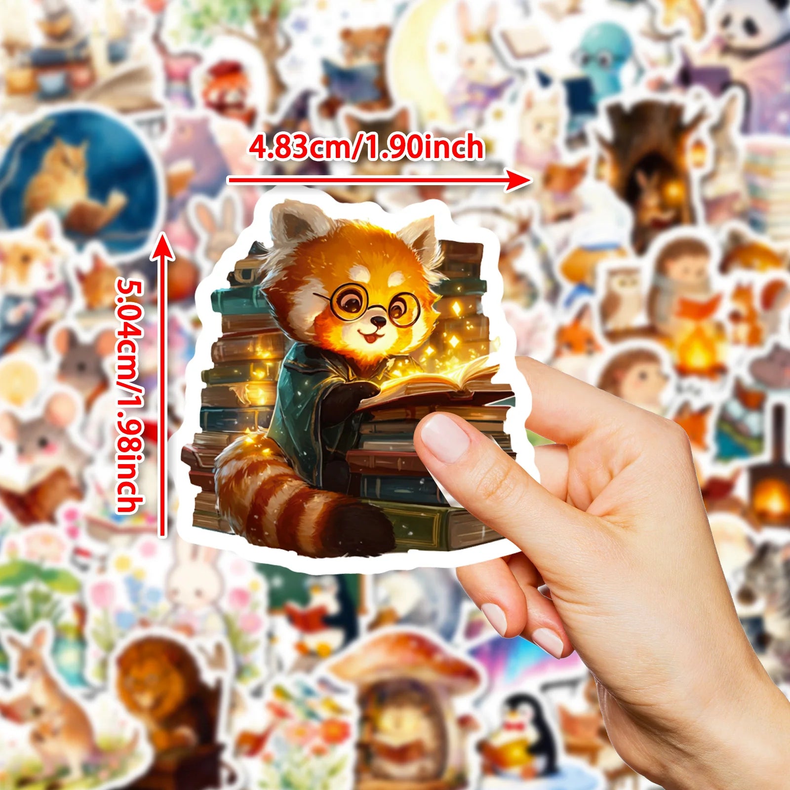 56pcs Cute Reading Pets Die Cut Girly Stickers Waterproof Vinyl for Journals Notebooks Ins Decor