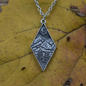 Custom Hiking Jewelry Outdoor Mountain Moon Pine Tree Necklace