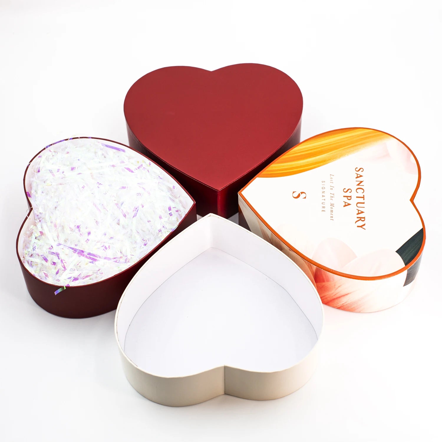 Customized Custom Cardboard Luxury Gift Box Embossing Matt Lamination Eco-friendly Recycled Materials Heart Shape for