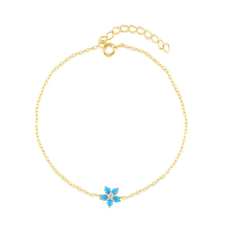 Statement Gold Plated Sterling Silver Flower Charm Bracelet Hip Hops S925 Sterling Silver Star Bracelet For Party