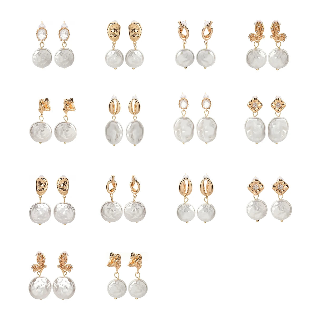 Baroque Shell Pearl Daily Decoration Real Stone Chunky Jewelry Earrings for Women
