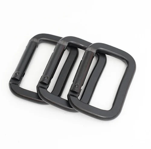 Black Aluminum Alloy Rectangle Key Chain Spring Clip Lock Carabiner Hook Key Chain