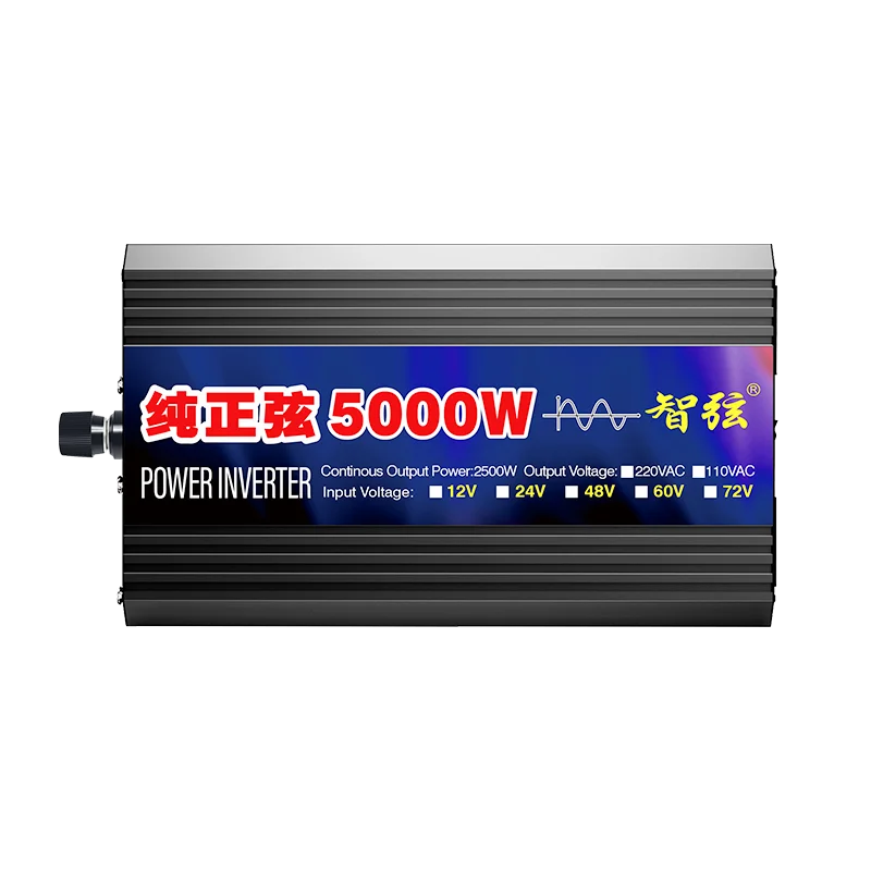 High-Power 5000W Pure Sine Wave Inverter Convert 12v/24v/48v/60v/72v 110v/220v Single Phase for Cars Home Use Solar Inverter for