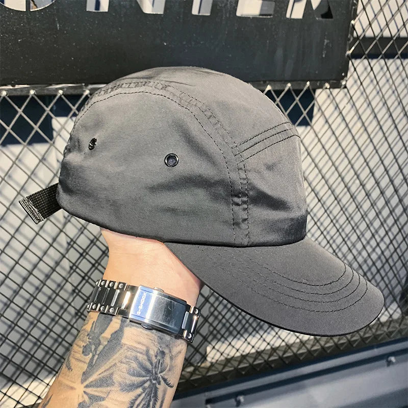 Custom Ripstop Spandex Camp Hat Lightweight Camper  Nylon Unstructured Cap Waterproof 5 Panel  Sports Running Nylon Hat for Men