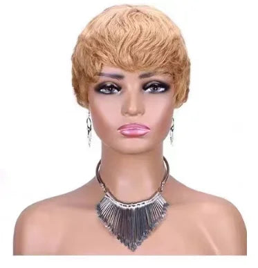 Brazilian Virgin Remy Human Hair for Cut Wig Full Machine Made Short Curly Non-Lace Cheap 1 Piece MOQ