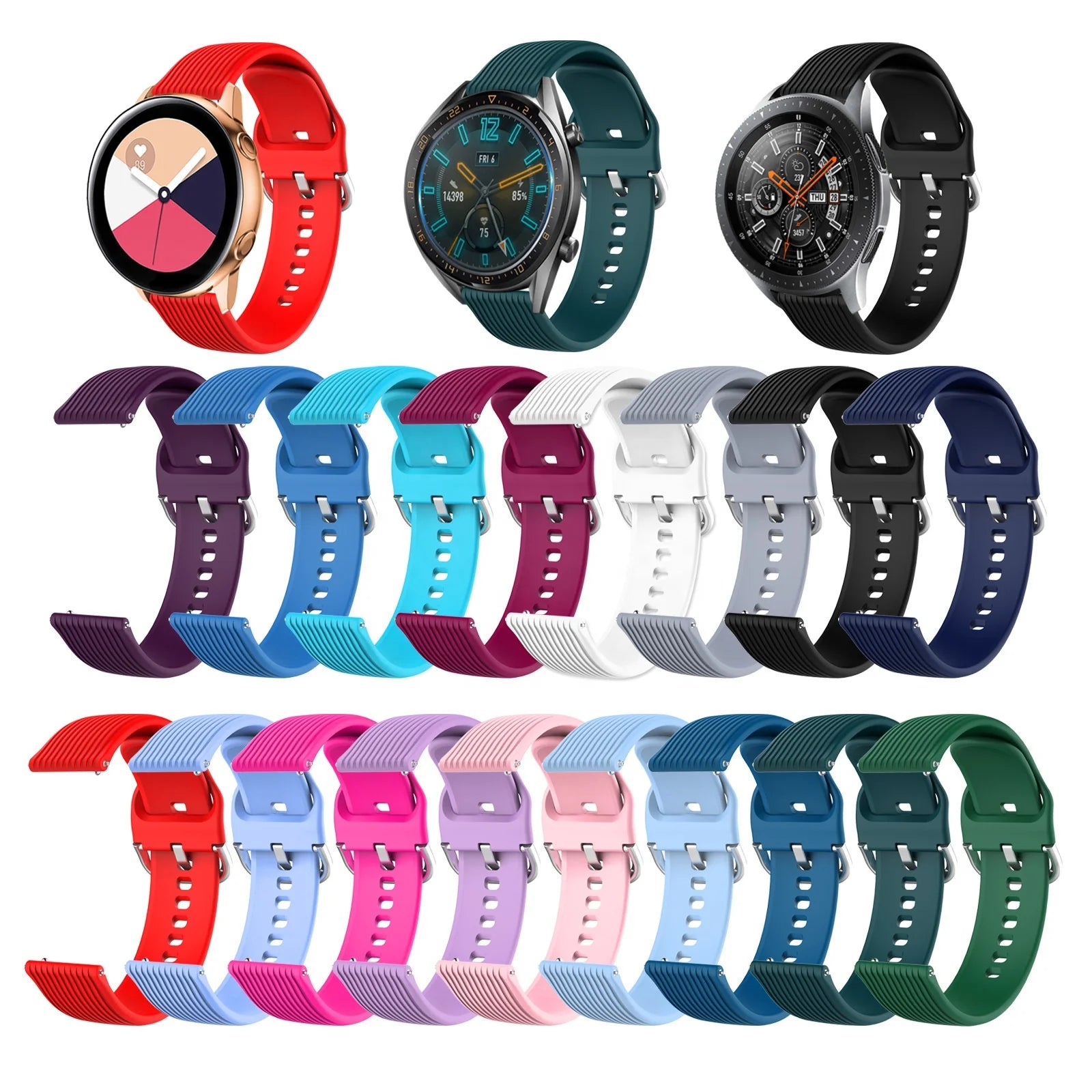 Silicone Strap for for Huawei Watch 4/5/6 Pro Classic/Active 2/Gear S3 44mm 40mm 46mm & for GT 2/2E/3 Band