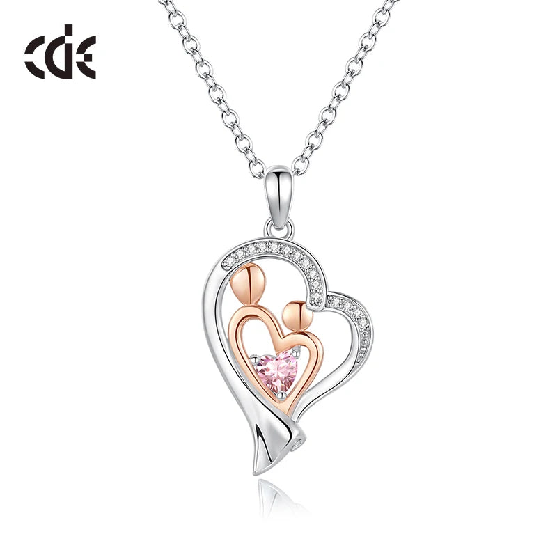 CDE YP1663 Customized 925 Sterling Silver Necklace Rhodium Plated Heart Zircon for Wedding Mom Jewelry Joyas De Plata Wholesale