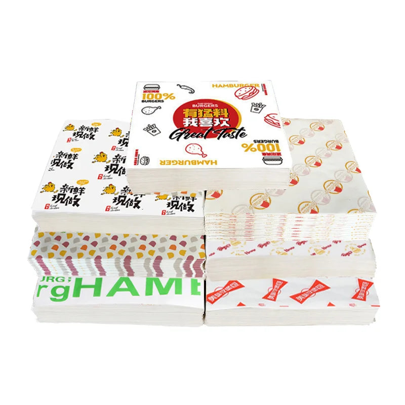 Wholesale Burger Packaging Grease-proof Biodegradable Butter Wrapping Paper for Packaging Food Wax Sandwich Paper