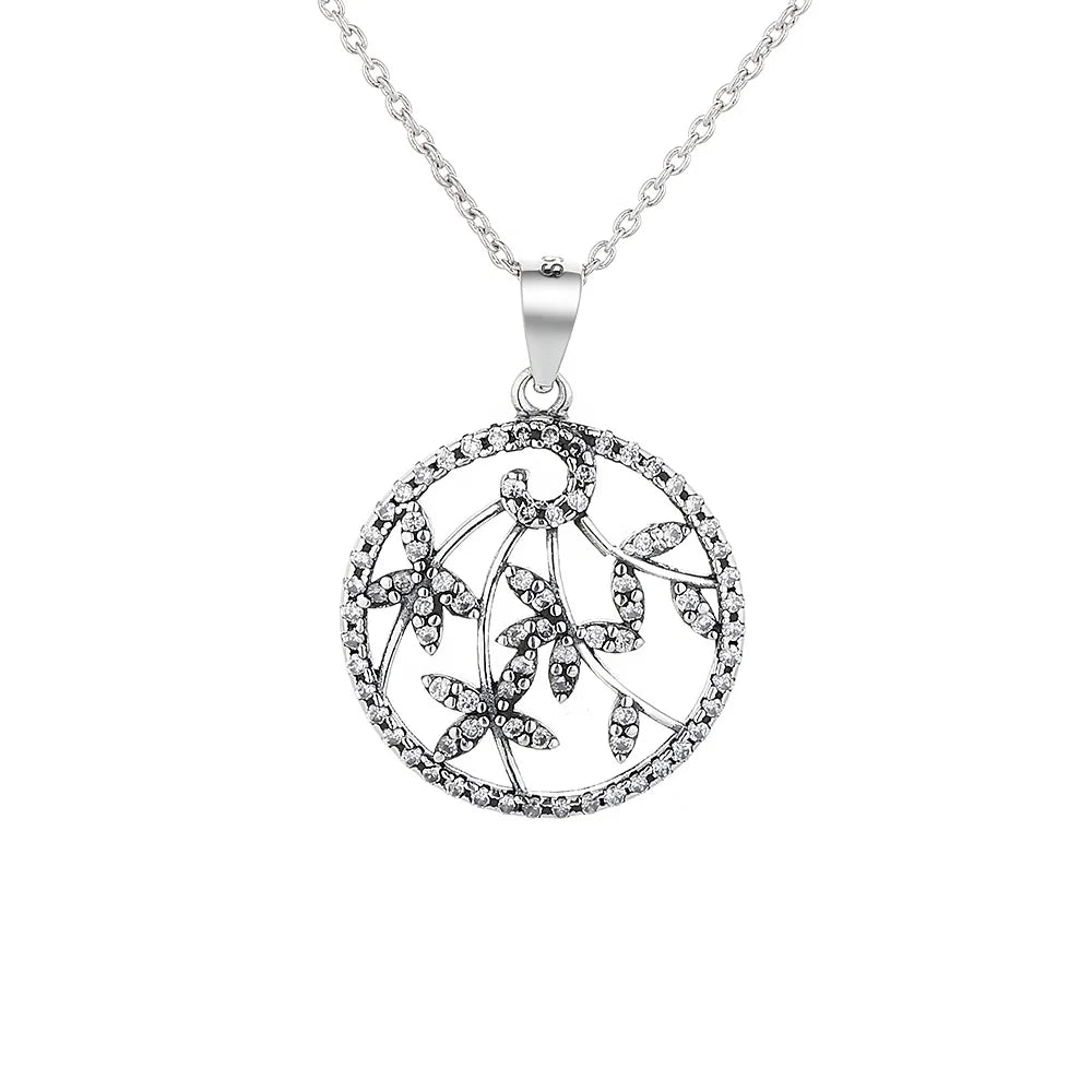 Circle Fashion Custom Add Black Pendant Tree of Life 925 Sterling Silver Life Family Tree Necklace