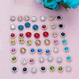 100Pcs/Set Bling Crystal Rhinestone Pearl Flatback Buttons Wedding Embellishment Pearl Button