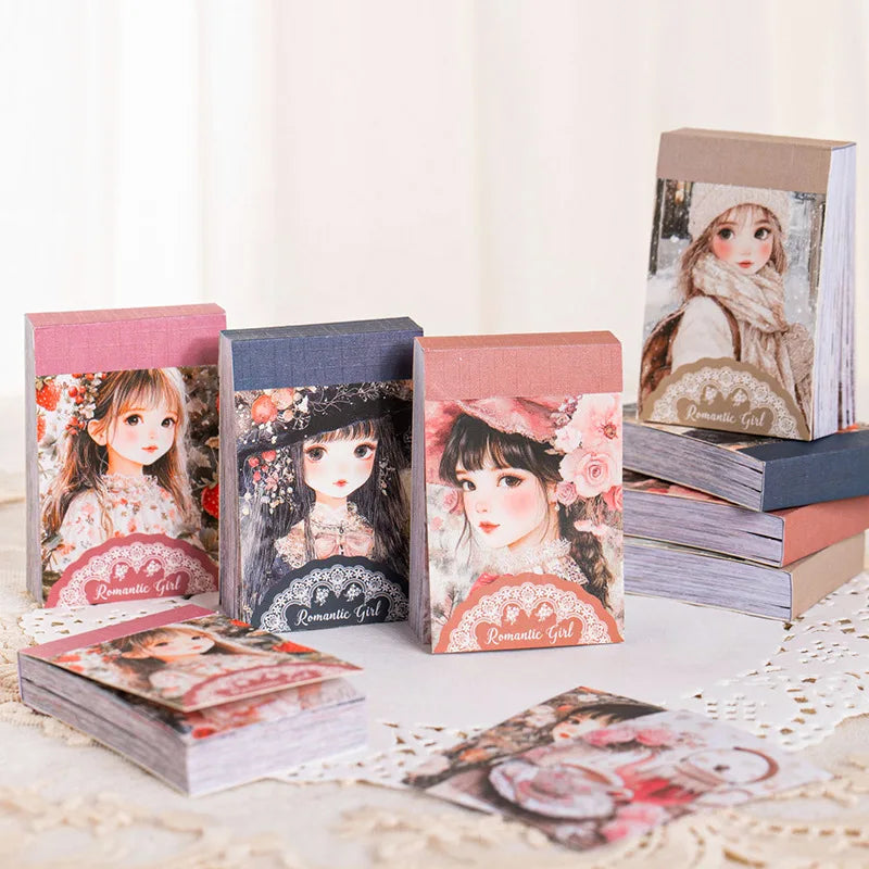 50 Sheets/pack Character Background Headwrap Book Romantic Girls' Journal Series  Backing Paper