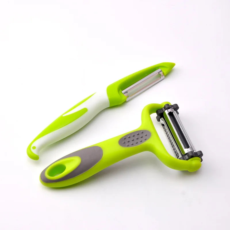 3-in-1 Manual Stainless Steel Metal Fruit & Vegetable Tool Set Convenient Rotary Peeler & Melon Grater Multi-Functional