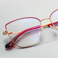 3056 Women's Cat's Eye Glasses Metal Spring Hinge Anti Blue Light Double-Colors Frames Purple Fashion Computer Eyeglasses