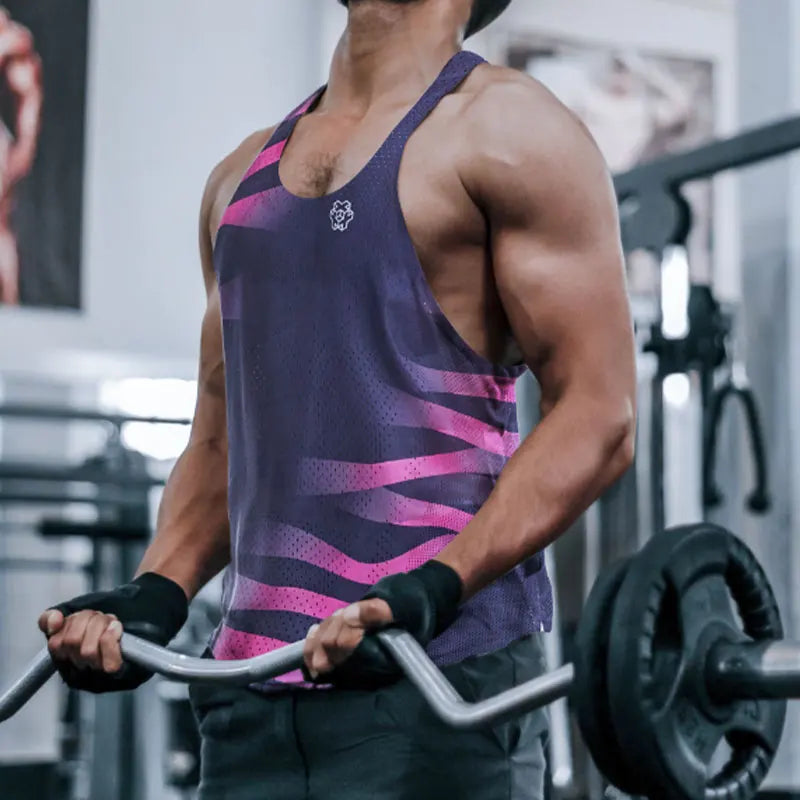 100% Polyester Custom Men's Sporty Running Singlet Lightweight Marathon Tank Top Breathable Quick Dry Sleeveless Workout Gym