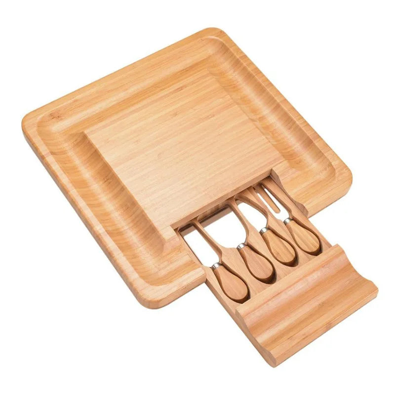 Recessed Bread Board Breakfast Fruit Salad Tray Cheese Board Knife Set With Cutting Board