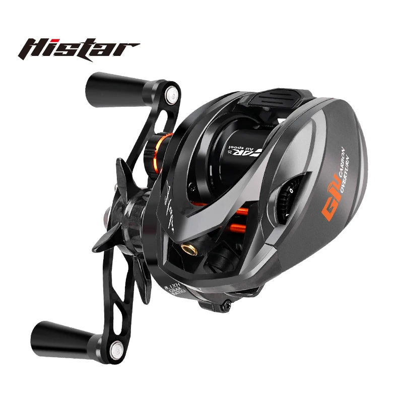 HISTAR GIU 99 Carbon Baitcasting Fishing Reel 8.1:1 Ratio 4KG Drag Magnetic Brake 3D Dynamic Suspension Stream & Lake Left Hand