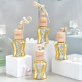 Luxury Gold Glass Aromatherapy Bottle Car Perfume Hanging Bottle with Wooden Screw Cap Available for Customized logo