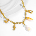 18K Gold Plated Stainless Steel Necklace Ocean Style Hot Summer Fashion Pendant Waterproof Crystal Charm Starfish Shell Fish