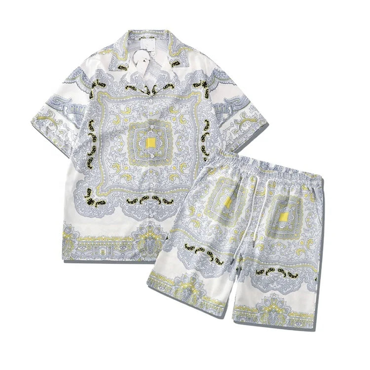 Lightweight Mens Shirts Short Set Summer Men Custom Print Logo Casual Wear 2 Pieces Men's Shorts Set