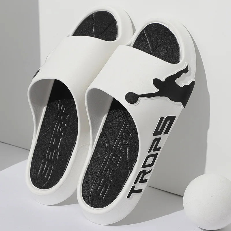 Custom Wholesale Summer 2025 Soft Massage Bottom Anti slip Outdoor Comfortable Flat PVC Shoes Slides Slippers Sandals for Men