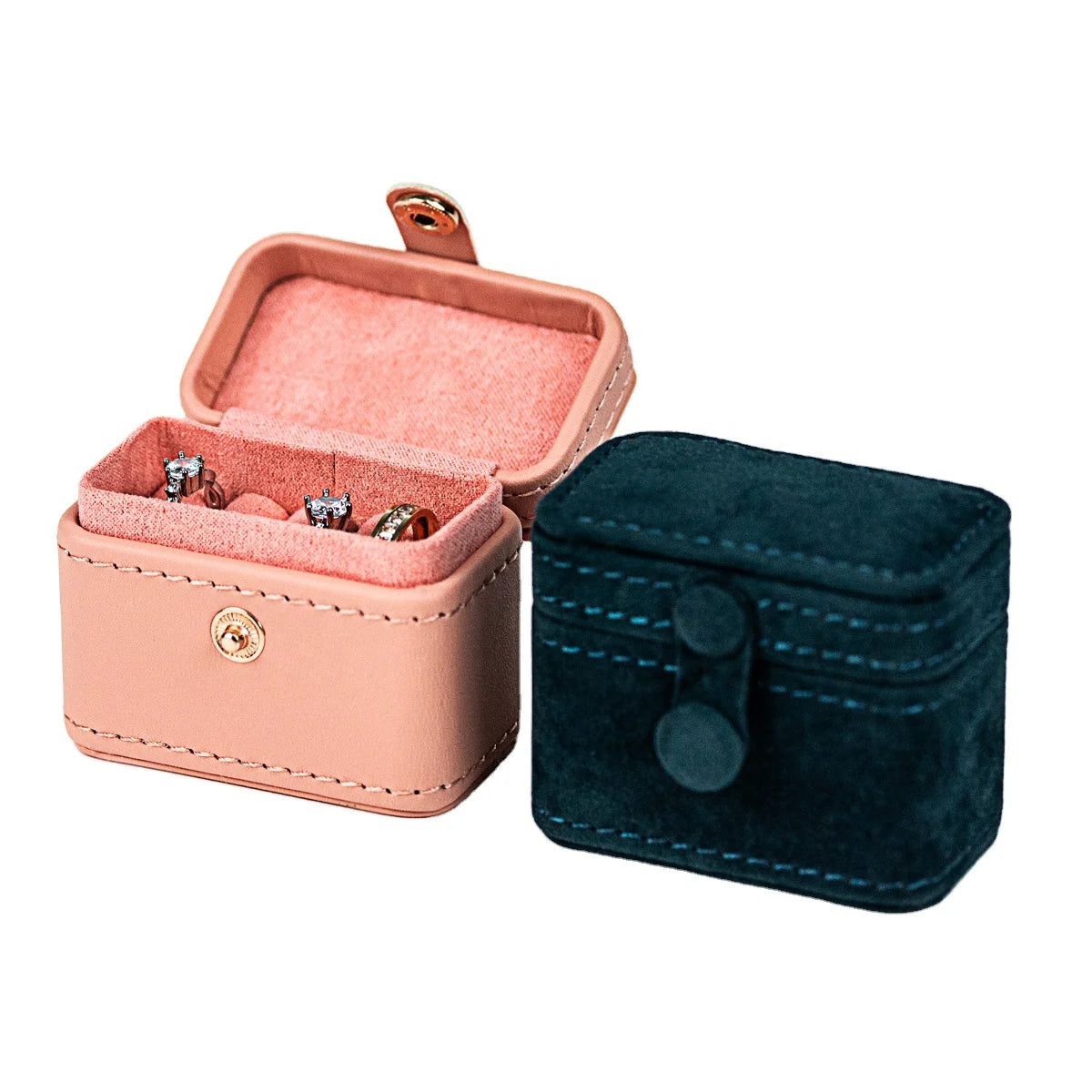 FORTE Custom Logo PU Leather Mini Ring Finger Storage Box Snap Jewelry Packaging for Pendant Diamond Ring-High Jewelry Boxes