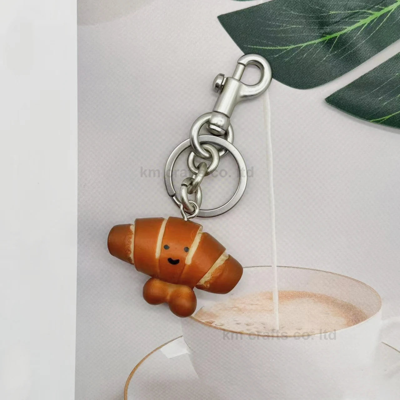 Simulation Food Bread Pretzel Croissant Bag Charm Keychain Cute Resin Bow Bowknot Backpack Pendant Jewelry Accessories Key Chain