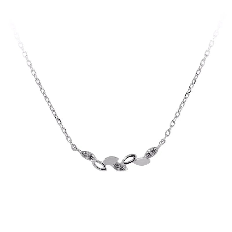Silver 925 Necklace Pretty Leaves Design 925 Sterling Silver Link Chain Necklace Colar Prata 925 Silver Jewelry