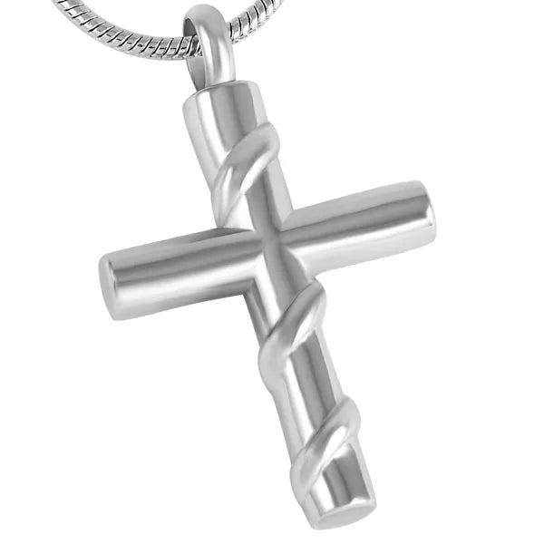 Stainless Steel Ribbon Cross Urn Pendant Necklace Ash Keepsake Memorial Cremation Ash Urn Cross Wholesale Ribbon Urn Cremation