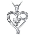 New European & American Fashion Mother Love Necklace with Brass Zircon Heart Silver Plated Link Chain Stylish Gift for Mom