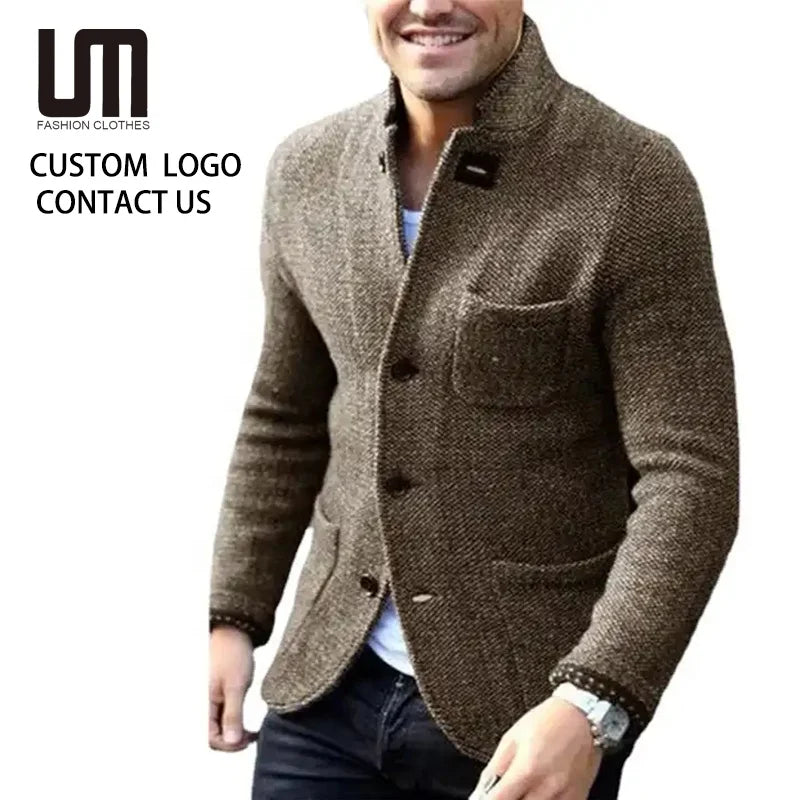 Liu Ming Oem Odm Autumn Winter New Arrivals Men Clothing Plus Size Cardigan Blazer Sweater