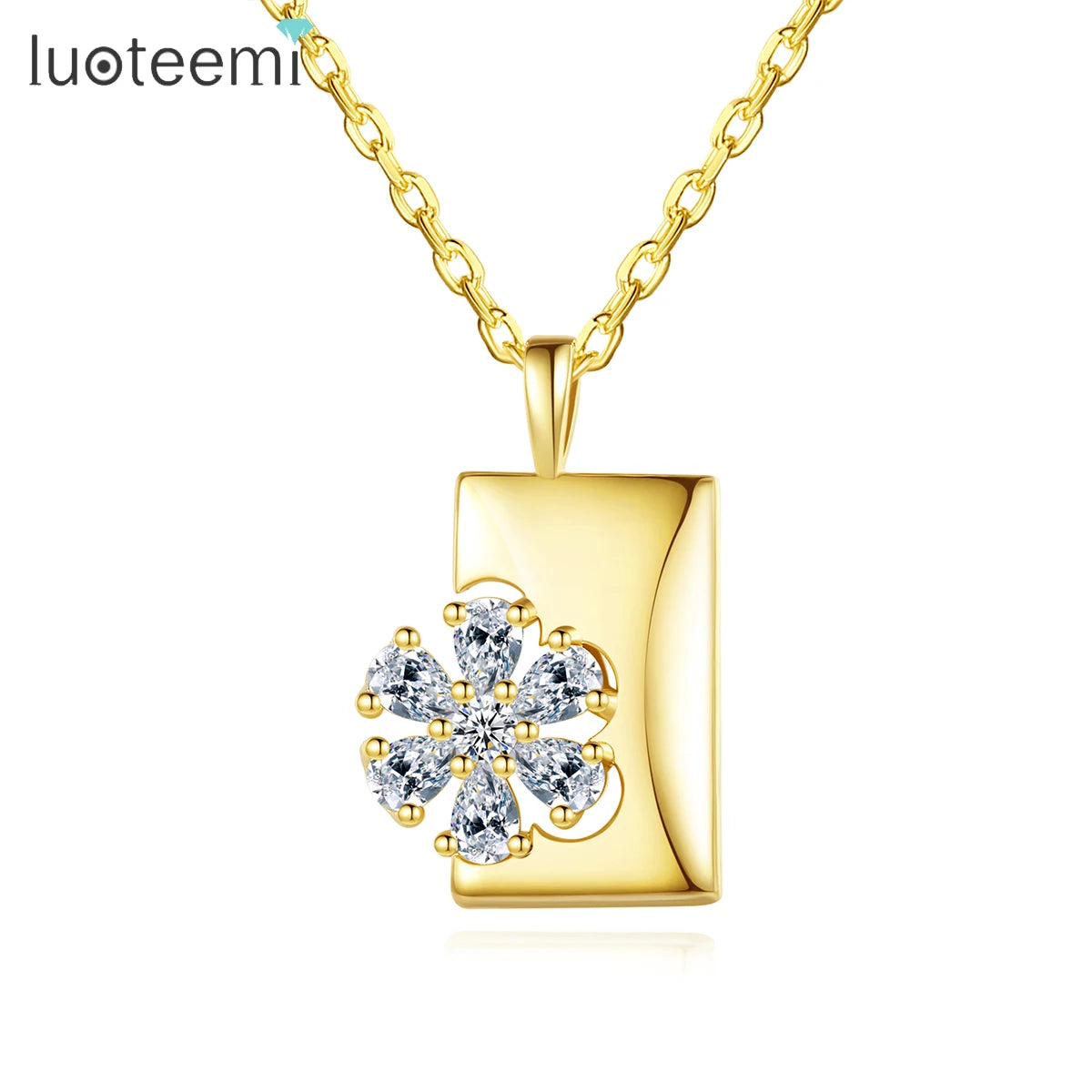 LUOTEEMI Factory Directly Wholesale Women Flower Necklace 2022 Cubic Zirconia Pendants Necklaces
