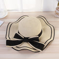 2020 New Summer Wave Edge Bow Straw Hat Ladies Beach Sunscreen Hat