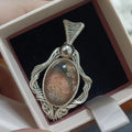 Handmade S925 Sterling Silver Plated Wire Wrapped Crystal Pendant Natural Garden Quartz Pendant for Spiritual Healing