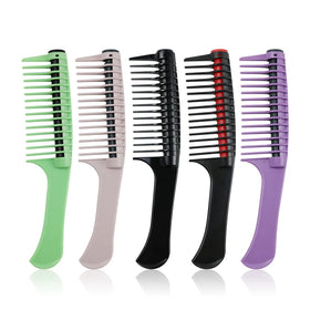 5 Colors Customizable Logo Plastic Fashion Hair Dyeing Coloring Detangling Wide Tooth Hair Brush Hair Barber Tools Salon