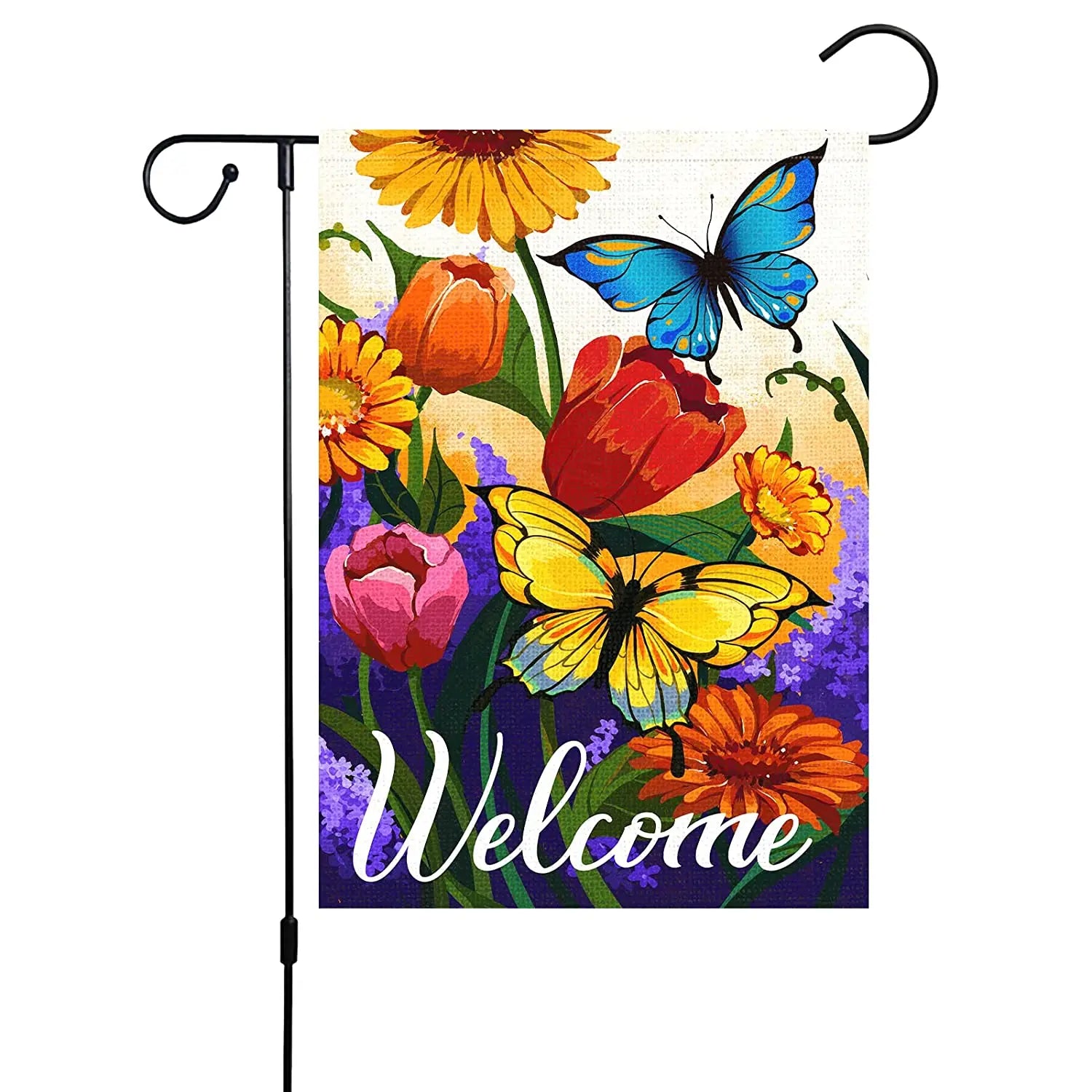 12x18 Double Sided Summer Butterfly Garden Yard Flags Burlap Design for Seasonal Outdoor House Decoration for Spring Summer
