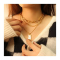 Chris April in Stock 14k Gold Plated Beads  316l Stainless Steel Simple Design Multilayer Stacking Necklace
