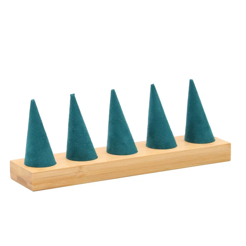 Ring Display Rack Jewelry  Rack  Pedestal Ring Support Display Props Green Bamboo Microfiber