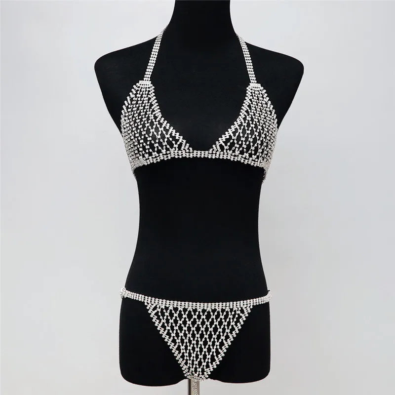 Foreign Trade Jewelry Body Chain with Rhinestone Bikini