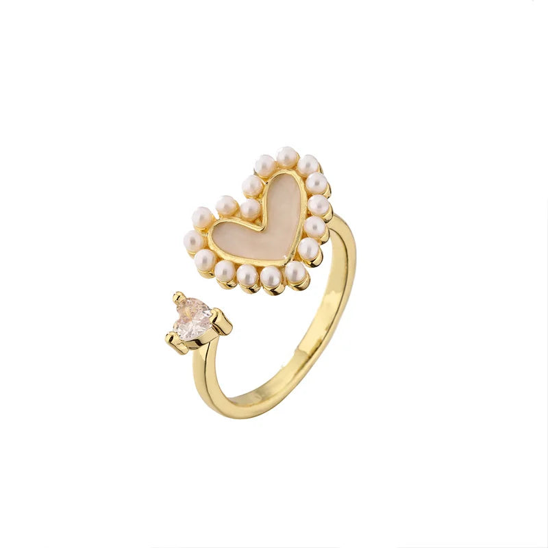 Fashion Pearl Zircon Flower Ring Female Personality Devil's Blue Eye Ring Wholesale Customization