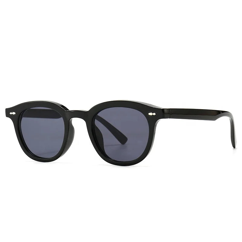 Cross-Border Narrow Small Frame Anti-Blue Light Eyeglasses - Trendy Street Style Vintage Rivet Round Sunglasses for Men & Women