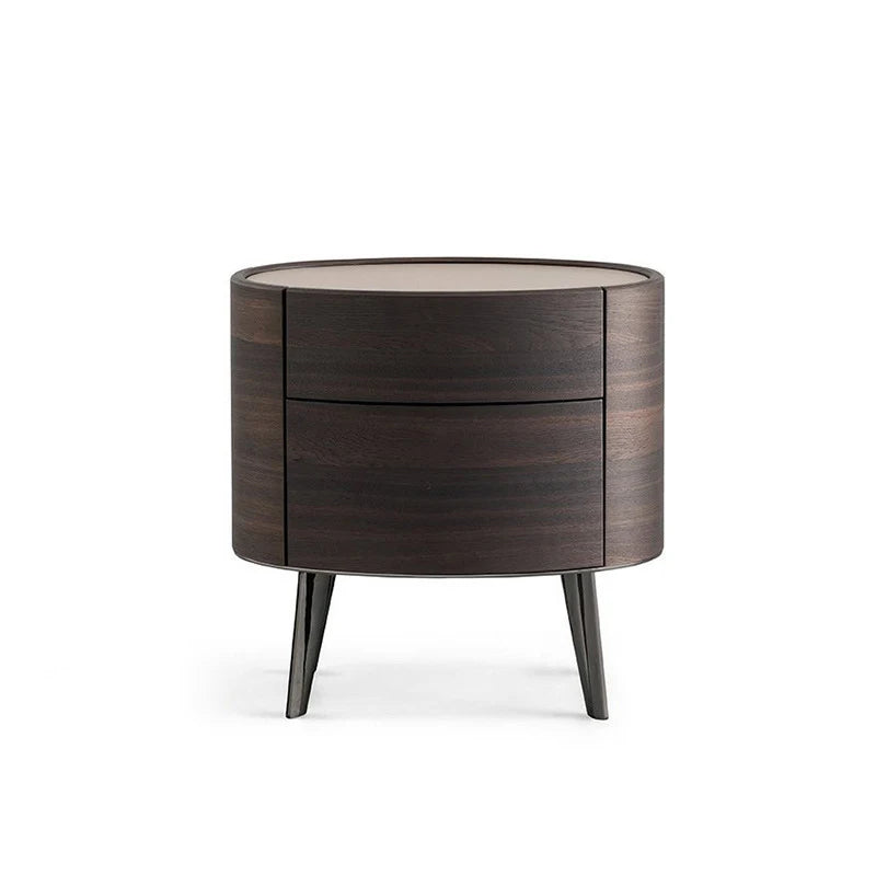 Minimalist Italian Furniture Bed Side Table Multi-layer Solid Wood Oval Bedside Cabinet for Bedroom