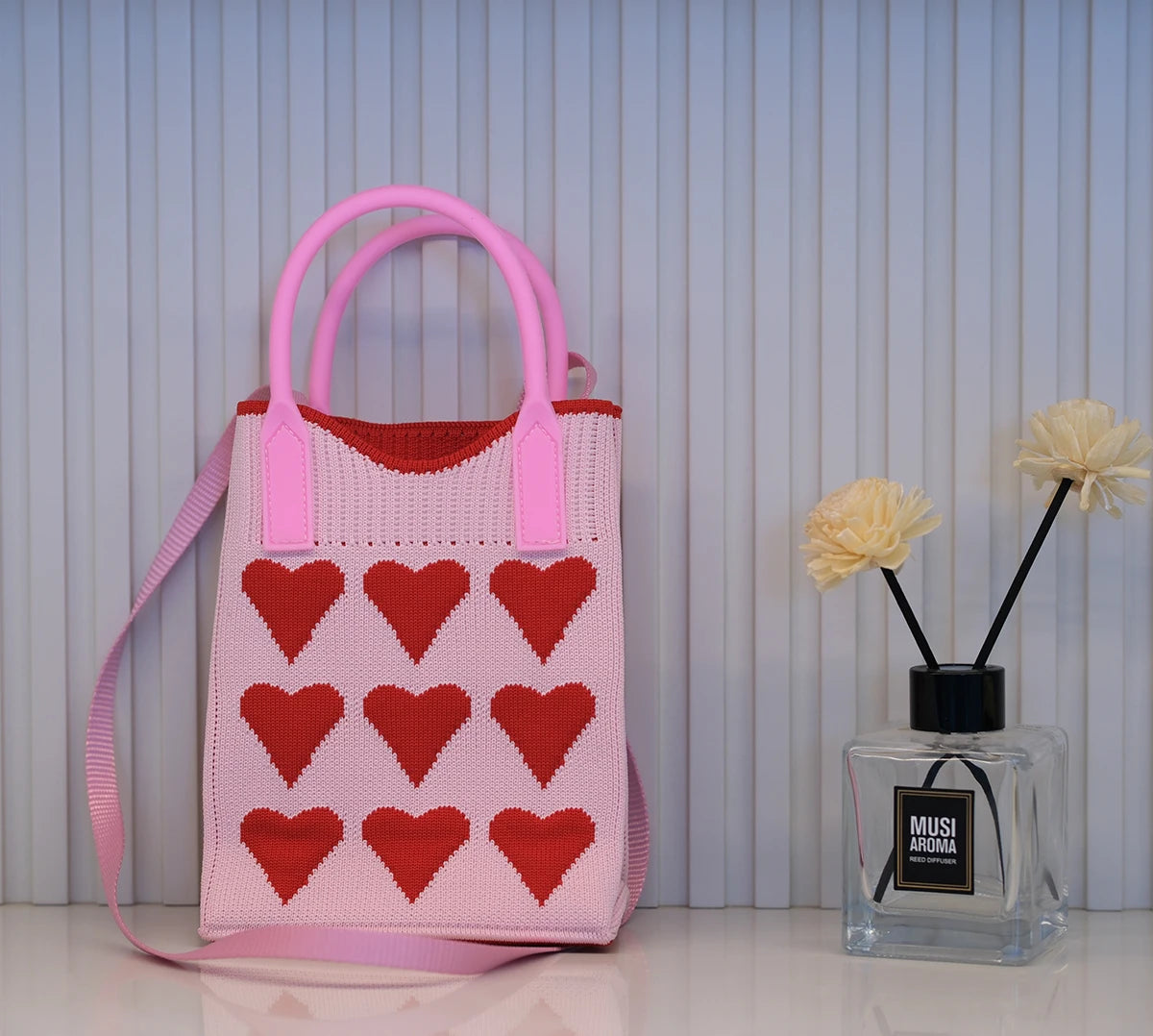 2024 Fashion Japan Cute Design Stylish Portable Mini Knitted Nylon Crossbody Shoulder Handbag for Credit Card Holder Small Size