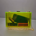 Clear Fluorescent Yellow  Women's Wedding Hand Bag Rectangle Resin Ladies Clutches Transparent Evening Acrylic Party Clutch Bag