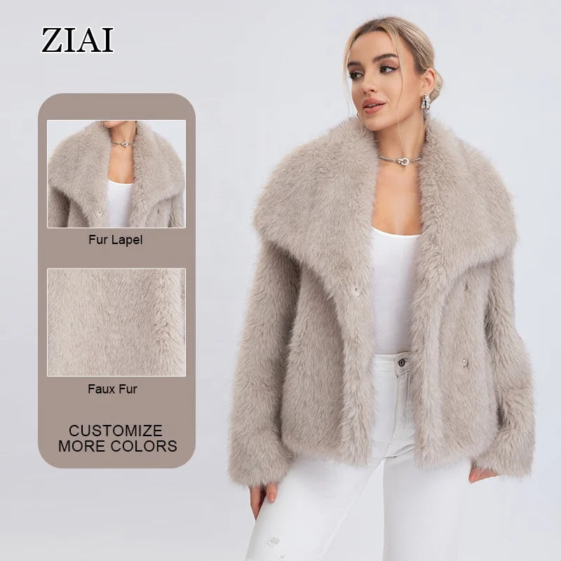 Wholesale Fashion Women Fur Coat Winter Women Custom Faux Fur Jacket Warm Faux Fur Coat for Women